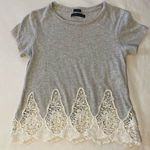 Grey blouse with Lace trimming